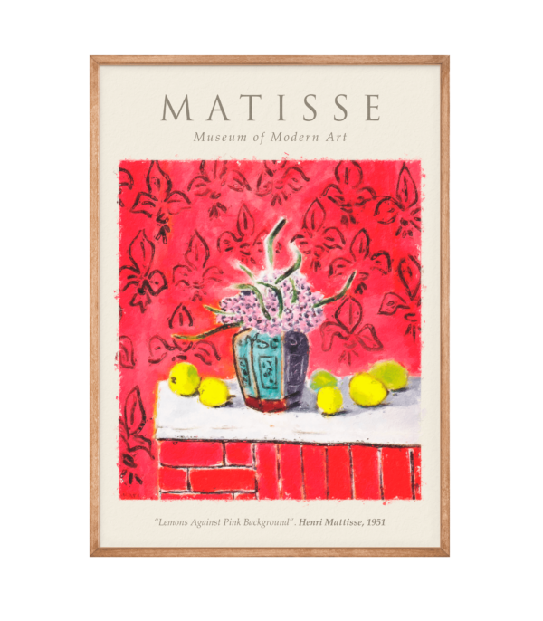 Henri Matisse  - Lemons against Pink Background Plakat - 70x100