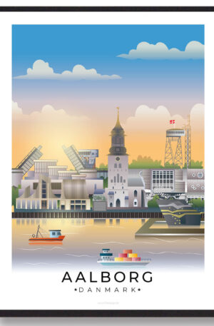 Aalborg plakat med hvid kant (Størrelse: L - 50x70cm (B2))