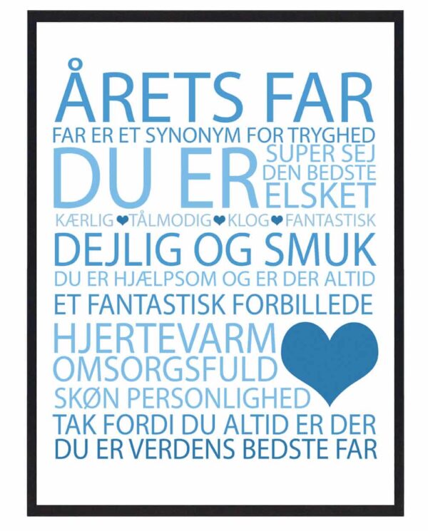 Årets far plakat - blå (Størrelse: S - 21x29