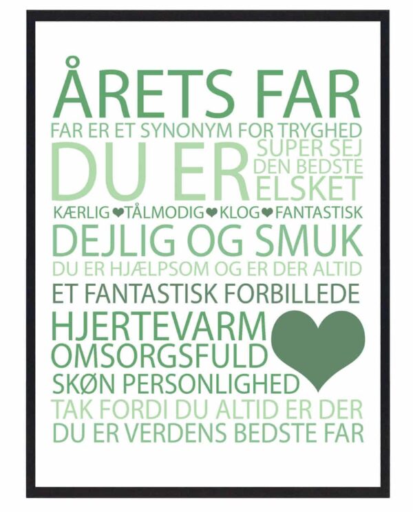 Årets far plakat - grøn (Størrelse: S - 21x29