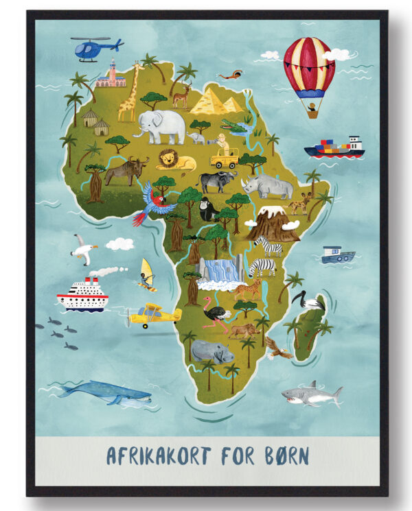 Afrikakort - håndtegnet plakat (Størrelse: L - 50x70cm (B2))