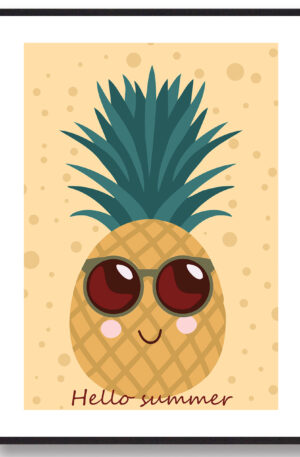 Ananas med solbriller - plakat (Størrelse: L - 50x70cm (B2))