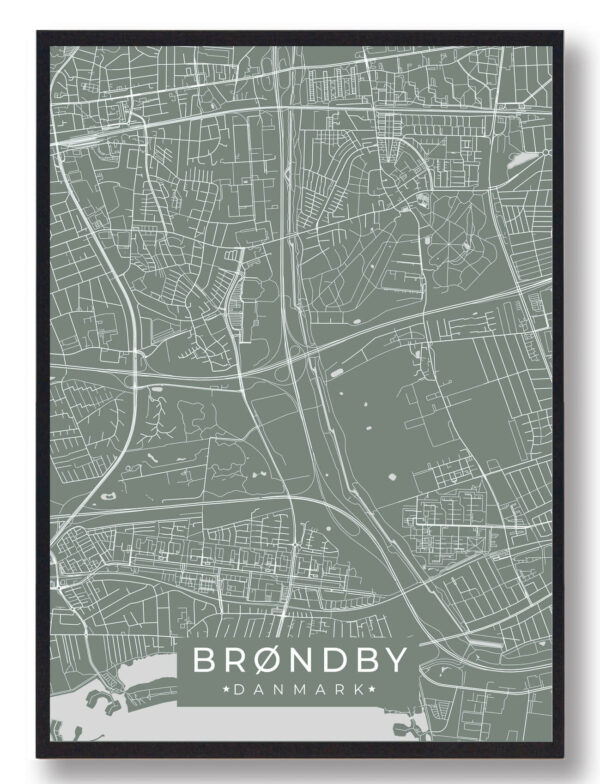 Brøndby plakat - grøn (Størrelse: L - 50x70cm (B2))