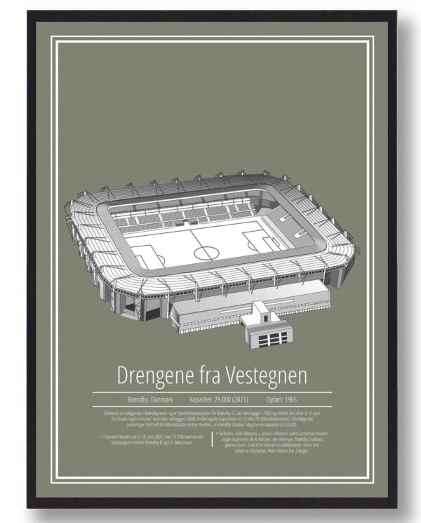 Brøndby stadion plakat (Størrelse: S - 21x29