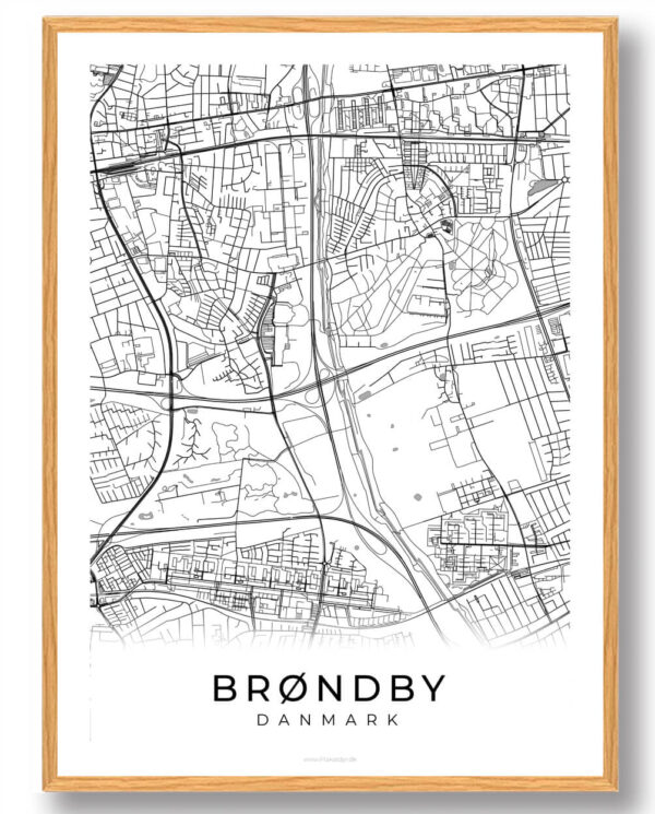 Brøndby plakat - hvid (Størrelse: L - 50x70cm (B2))