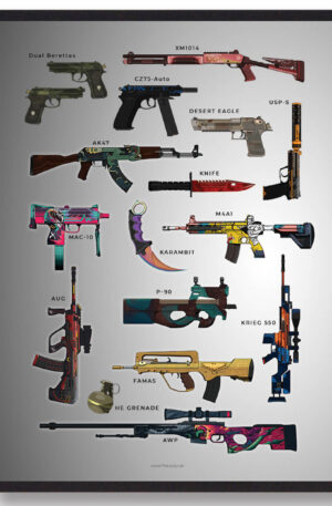 CSGO Weapons - gamerplakater (Størrelse: L - 50x70cm (B2))