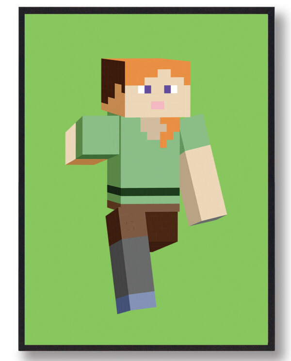 Pige - minecraft gamerplakater (grøn) (Størrelse: L - 50x70cm (B2))