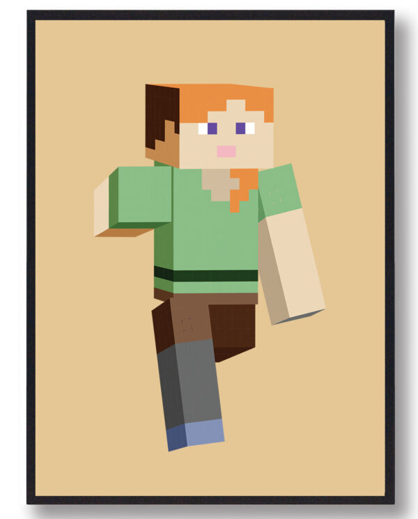 Pige - minecraft gamerplakater (gul) (Størrelse: L - 50x70cm (B2))