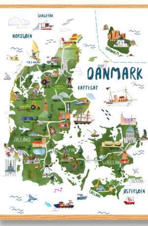Danmarkskort plakat for børn