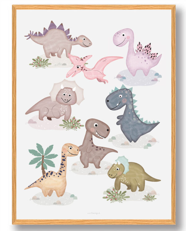 Dinosaurplakat (Størrelse: L - 50x70cm (B2))