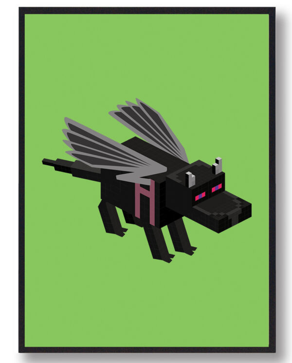 Ender Dragon grøn - minecraft gamerplakater (Størrelse: L - 50x70cm (B2))