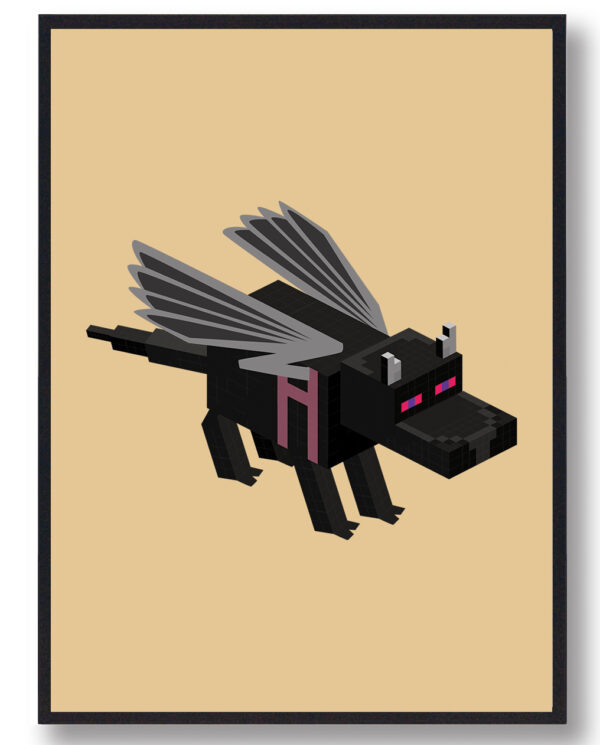 Ender Dragon gul - minecraft gamerplakater (Størrelse: L - 50x70cm (B2))