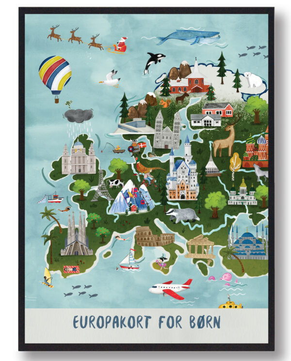 Europakort - håndtegnet plakat (Størrelse: L - 50x70cm (B2))