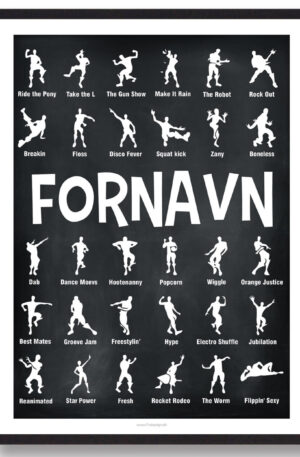 Fortnite plakat med navn - sort (Størrelse: L - 50x70cm (B2))