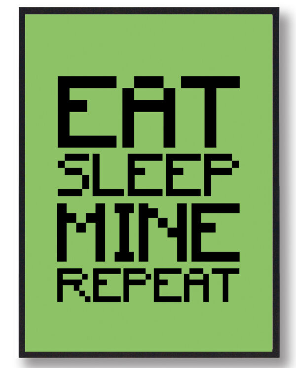 Mine repeat - minecraft gamerplakater (grøn) (Størrelse: L - 50x70cm (B2))