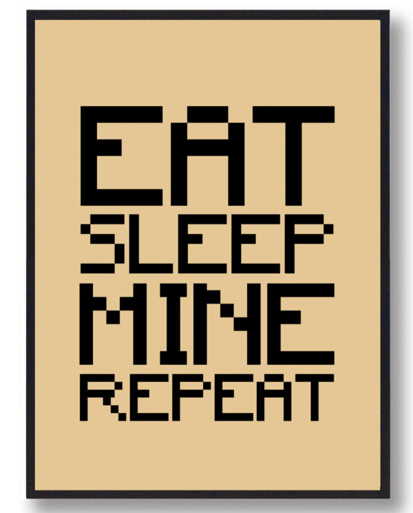 Mine repeat - minecraft gamerplakater (gul) (Størrelse: L - 50x70cm (B2))