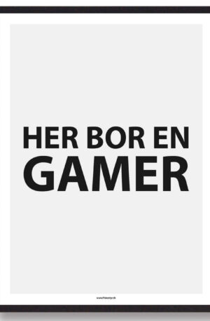 Her bor en gamer - gamerplakat (PC) (Størrelse: L - 50x70cm (B2))