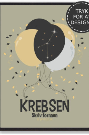 Stjernetegn krebsen - personlig plakat (Størrelse: S - 21x29