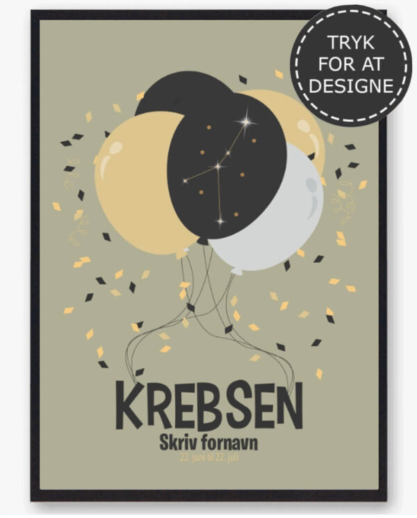 Stjernetegn krebsen - personlig plakat (Størrelse: S - 21x29