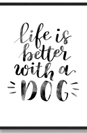 Life is better with a dog  Hundeplakat (Størrelse: L - 50x70cm (B2))