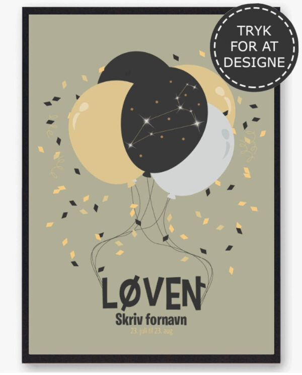 Stjernetegn løven - personlig plakat (Størrelse: S - 21x29