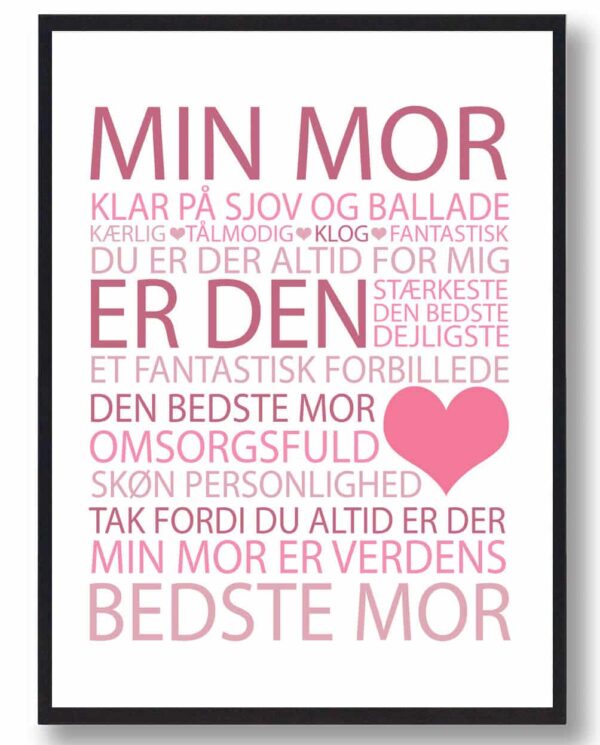 Min mor plakat - lyserød (Størrelse: S - 21x29