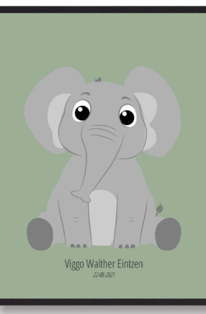 Elefant navneplakat (Størrelse: L - 50x70cm (B2))