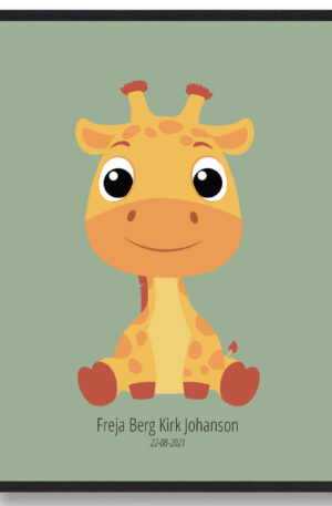 Giraf navneplakat (Størrelse: L - 50x70cm (B2))