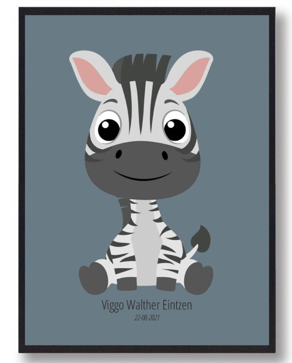 Zebra navneplakat (Størrelse: L - 50x70cm (B2))