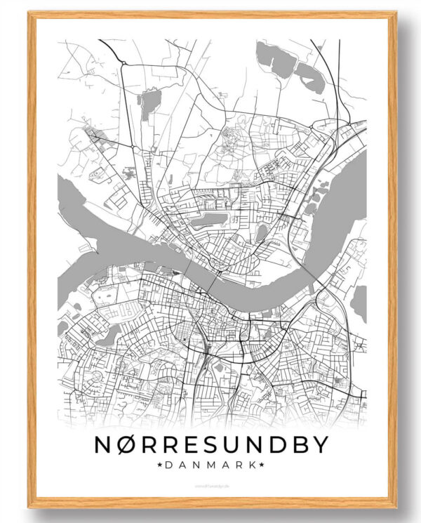 Nørresundby plakat - hvid (Størrelse: L - 50x70cm (B2))