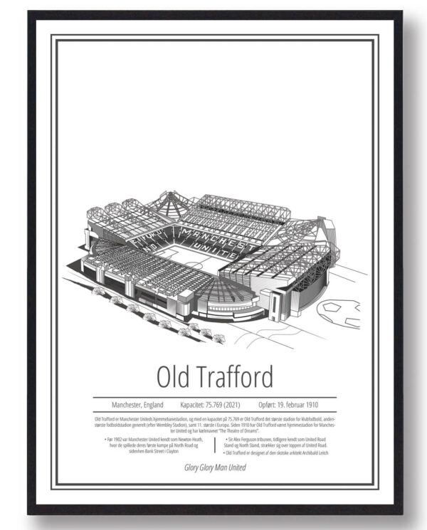 Old Trafford - Manchester United - stadion plakat (Størrelse: S - 21x29