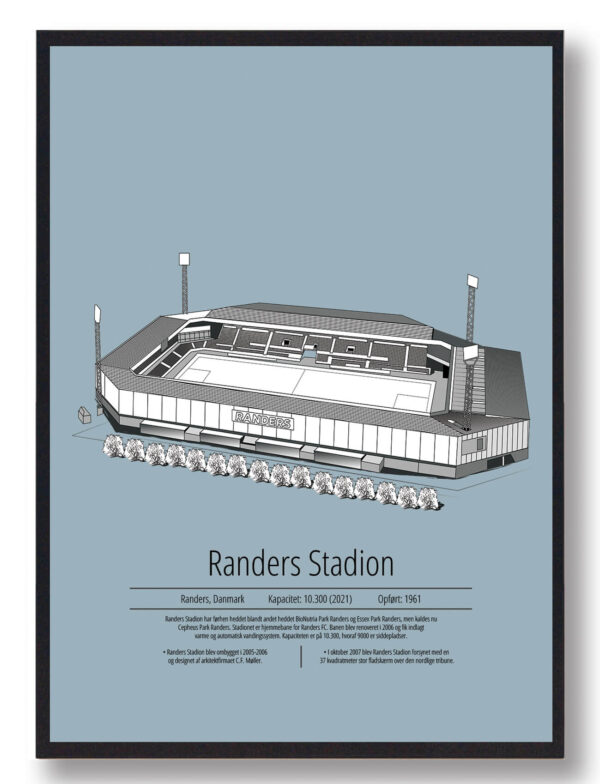 Cepheus Park Randers Randers FC plakat - lyseblå (Størrelse: S - 21x29