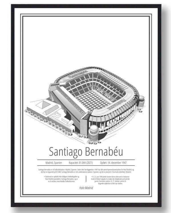 Santiago Bernabeu - Real Madrid - stadion plakat (Størrelse: S - 21x29