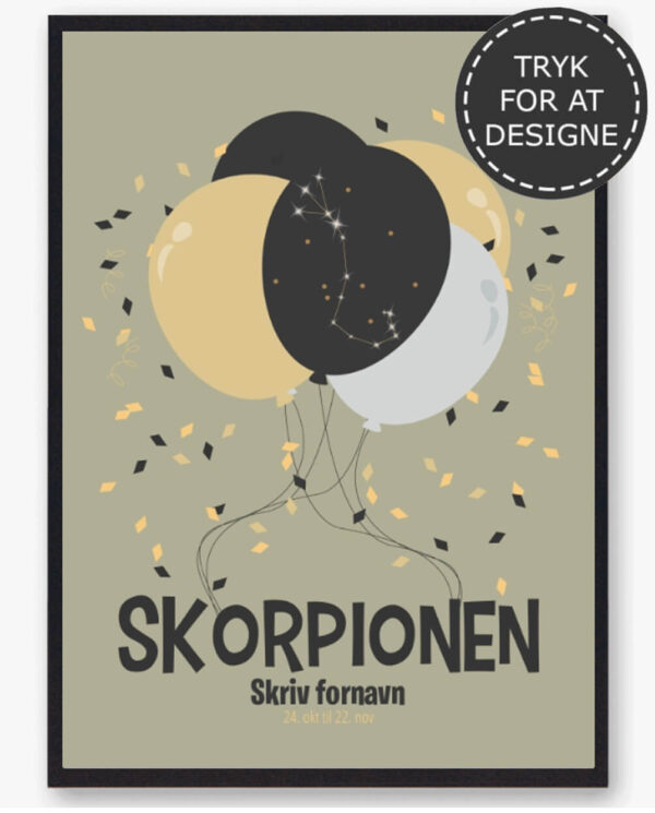 Stjernetegn skorpionen - personlig plakat (Størrelse: S - 21x29