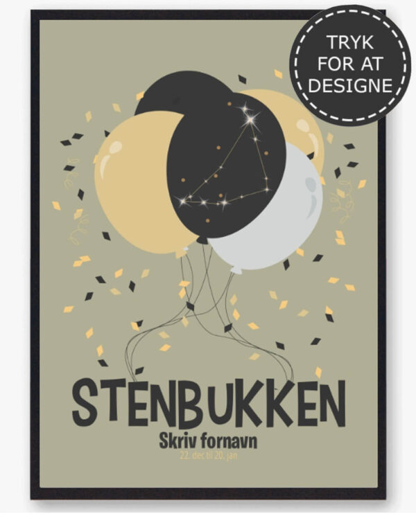 Stjernetegn stenbukken - personlig plakat (Størrelse: S - 21x29