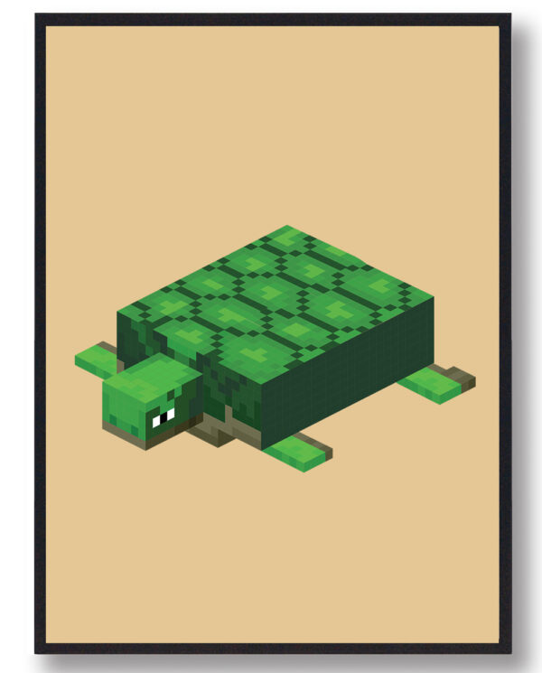 Skildpadde gul- minecraft gamerplakater (Størrelse: L - 50x70cm (B2))