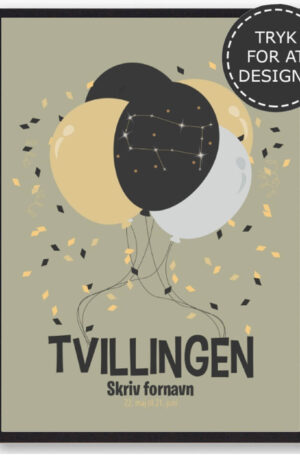 Stjernetegn tvillingen - personlig plakat (Størrelse: S - 21x29