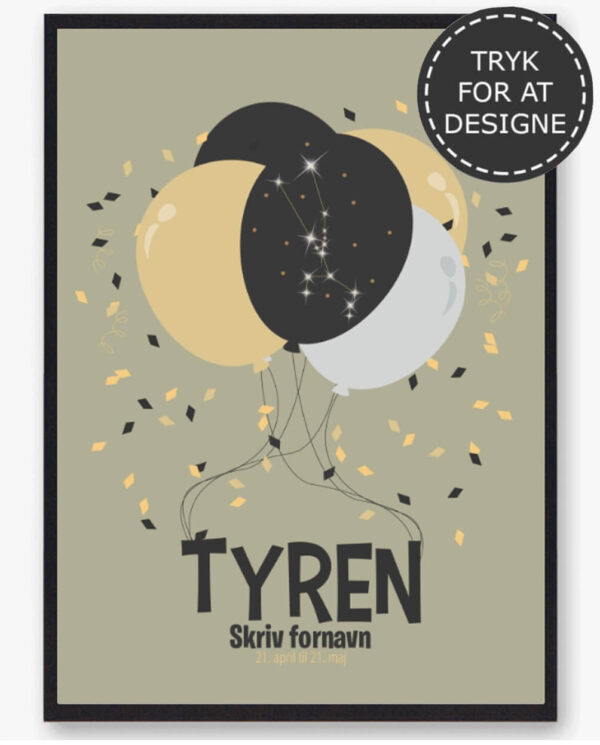 Stjernetegn tyren - personlig plakat (Størrelse: S - 21x29