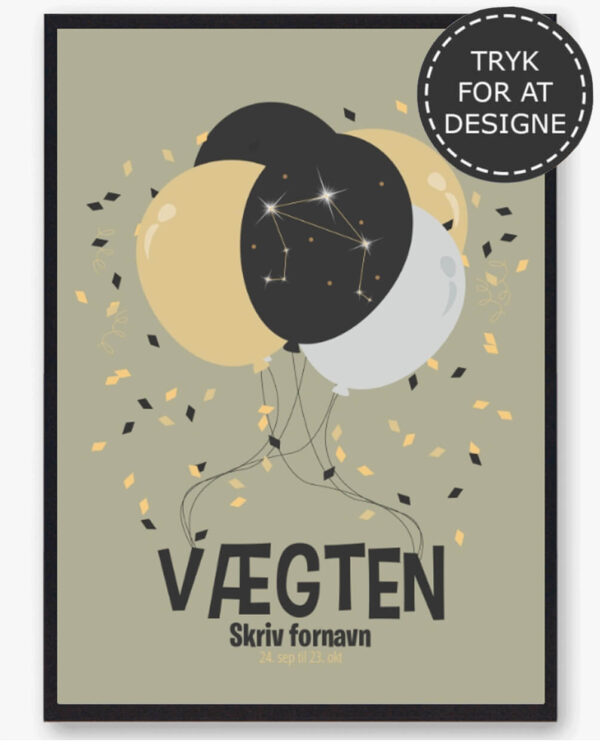 Stjernetegn vægten - personlig plakat (Størrelse: S - 21x29