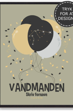 Stjernetegn vandmanden - personlig plakat (Størrelse: S - 21x29