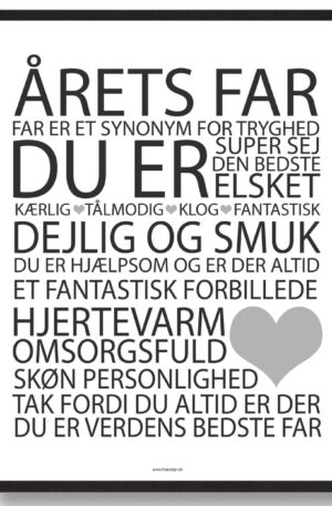 Årets far plakat - hvid (Størrelse: S - 21x29