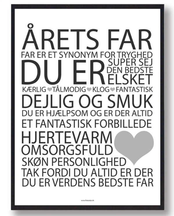 Årets far plakat - hvid (Størrelse: S - 21x29