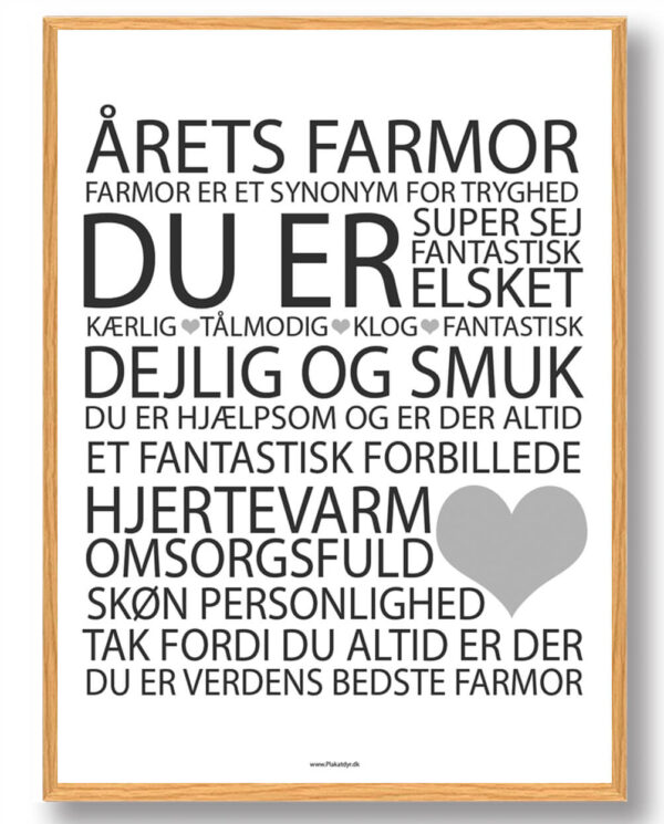 Årets farmor plakat - hvid (Størrelse: S - 21x29