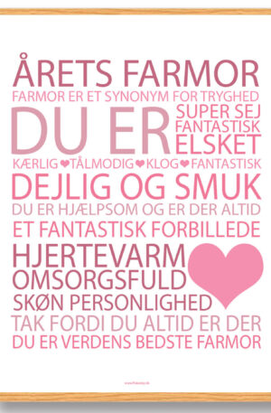 Årets farmor plakat - lyserød (Størrelse: S - 21x29