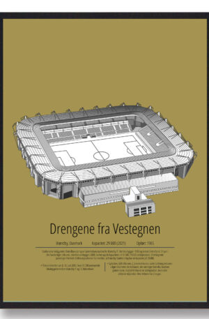 Brøndby stadion plakat - gul (Størrelse: S - 21x29