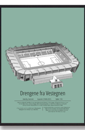 Brøndby stadion plakat - mintgrønt (Størrelse: S - 21x29