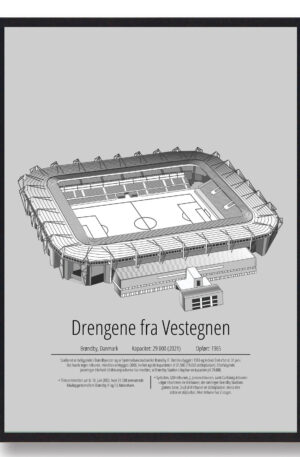 Brøndby stadion plakat - grå (Størrelse: S - 21x29