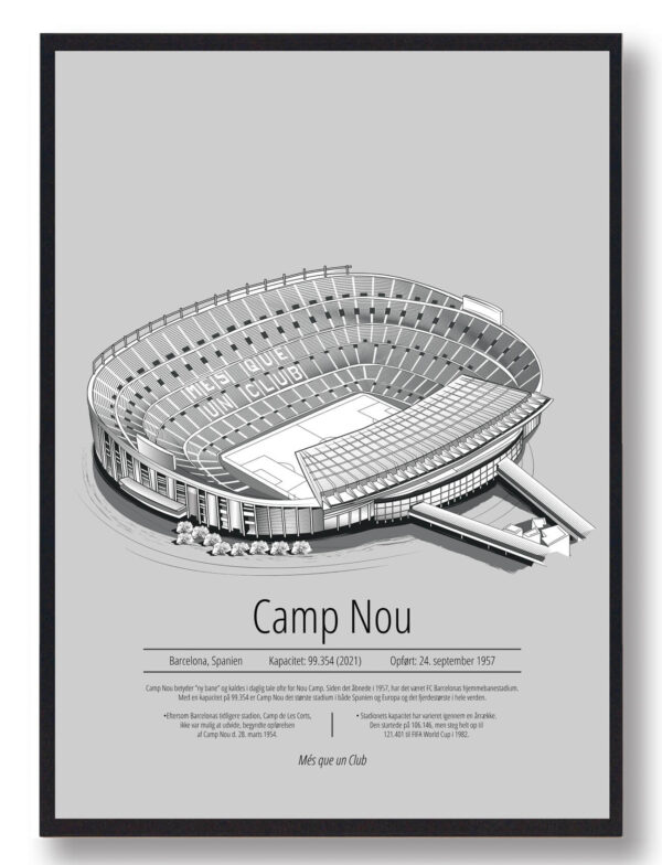 Camp Nou Barcelona - grå (Størrelse: S - 21x29