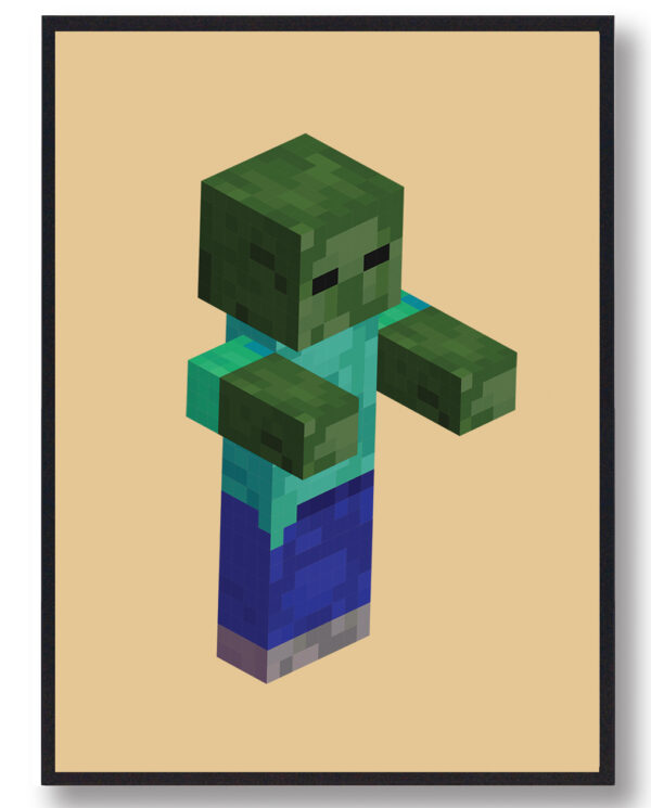 Zombie gul - minecraft gamerplakater (Størrelse: L - 50x70cm (B2))