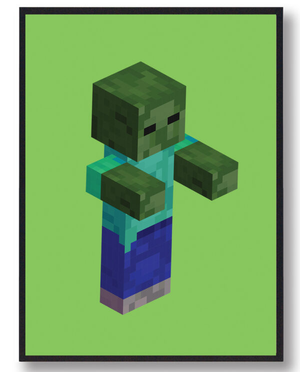 Zombie grøn - minecraft gamerplakater (Størrelse: L - 50x70cm (B2))